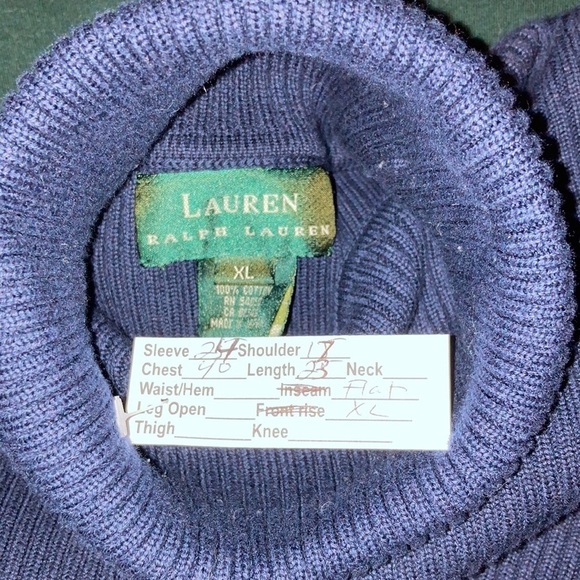 90’s Vintage Lauren Ralph Lauren turtleneck. XL. Box Z. Navy - Picture 4 of 4